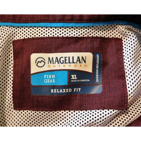 Magellan Fish Gear Shirt XL Maroon Relaxed Fit Adjustable Long Sleeves Vented - Picture 9 of 9